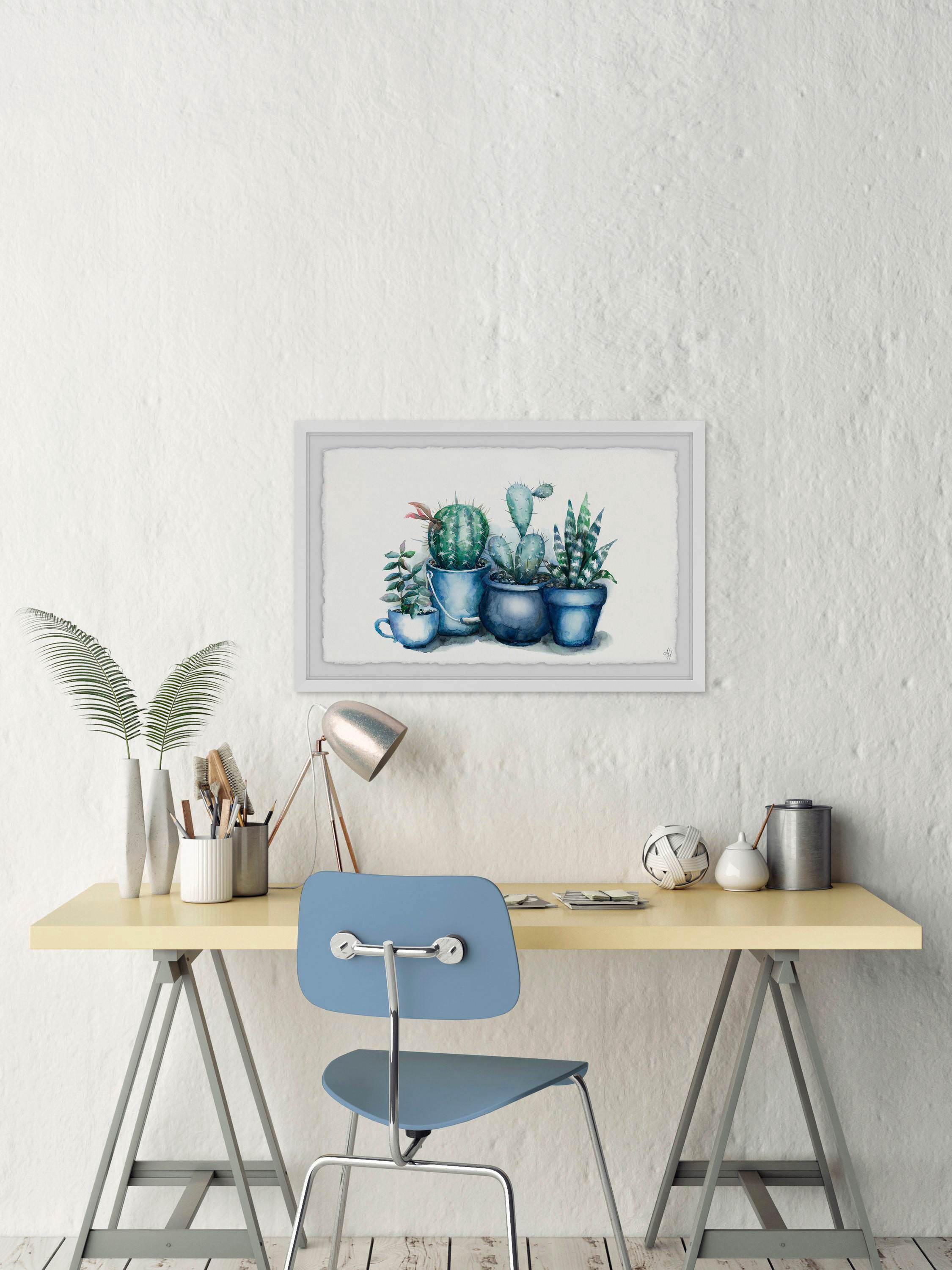 Kitchen Cacti Framed Painting Art Print, 30.00" x 1.50"