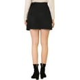 thumbnail image 3 of INSPIRE CHIC Women's Faux Suede Tie Waisted A-Line Wrap Short Mini Skirt S Black, 3 of 7