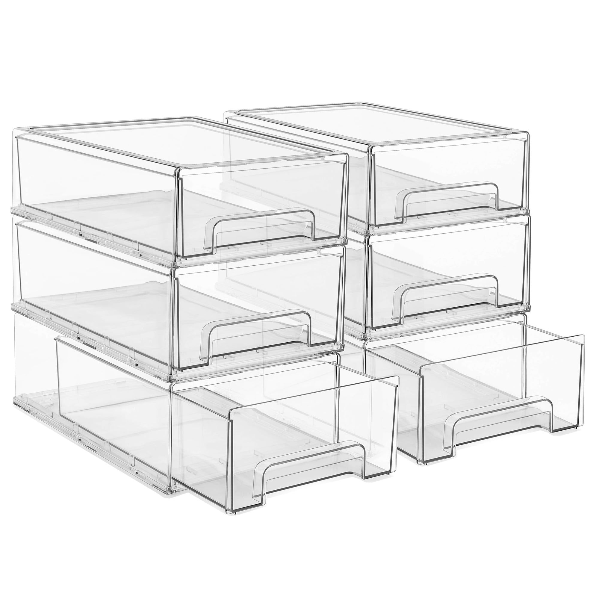 Sorbus 6-Pack Clear Stackable Storage Drawers with Handles – Closet, Pantry, Office Organizer