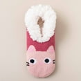 thumbnail image 2 of FYDUU Womens Crew Socks Christmas Lined Fuzzy Slipper Socks Non Fuzzy Plush Home Slippers Cozy Indoor Winter Booties Warm Comfort, 2 of 3