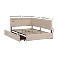 thumbnail image 4 of Noble House Einav 79" Full Upholstered Boucle Bed Frame, Corner Daybed with Storage Drawers, LED Light, Beige, 4 of 9