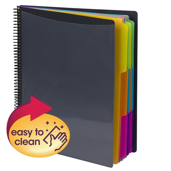 Poly Project Organizer, Letter Size, 1/3-Cut tab, Gray with Bright Colors (89206)