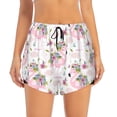 thumbnail image 3 of Uemuo Flamingo And Flowers Pattern Women's Athletic Shorts High Waisted Running Shorts with Liner Pockets Gym Elastic Workout Shorts-X-Large, 3 of 9
