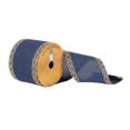 thumbnail image 1 of Vickerman Q181345 3.75 in. x 10 Yards Blue Dupioni Ribbon with Gold Swirl Edge, 1 of 1