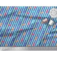thumbnail image 2 of Soimoi Blue polyester Crepe Fabric Heart Stripe Print Fabric by the Yard 42 Inch Wide, 2 of 3
