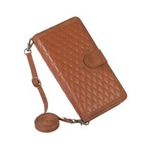 TECH CIRCLE Wallet Case for Samsung Galaxy A14 5G with Shoulder Strap Wristlet 9 Card Slots, Magnetic Flip Stand Zipper Purse Lanyard Hand Strap Crossbody Phone Case for Galaxy A14 5G 6.6", Brown