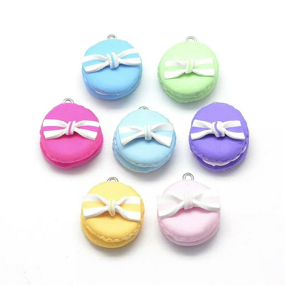 U8MO 10pcs Handmade Polymer Clay Macarons Pendants Mini Cute Charms Crafting 28~30mm