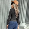 thumbnail image 1 of Button Down Blouse, Skin Friendly Comfortable Casual V Neck Crop   For Daily Wear Light Pink,Dark Gray,Coffee, 1 of 5