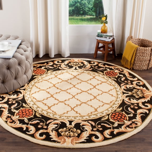 Safavieh Easy Care Elisaveta Oriental Area Rug, Ivory/Black, 6' x 6' Round