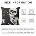 thumbnail image 5 of Cat Lovers Gift，White Skull and Black Cat Pillow Covers Hallowmas Thanksgiving Farmhouse Outdoor Cat Lovers Room Throw Pillowcase Flannel Sofa Couch Decorative Cushion Case, 5 of 5