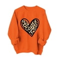 thumbnail image 4 of Heart Sweatshirt Womens Valentines Day Outfits Long Sleeve Pullover Shirt Crewneck Trendy Cute Tops, M Orange, 4 of 5