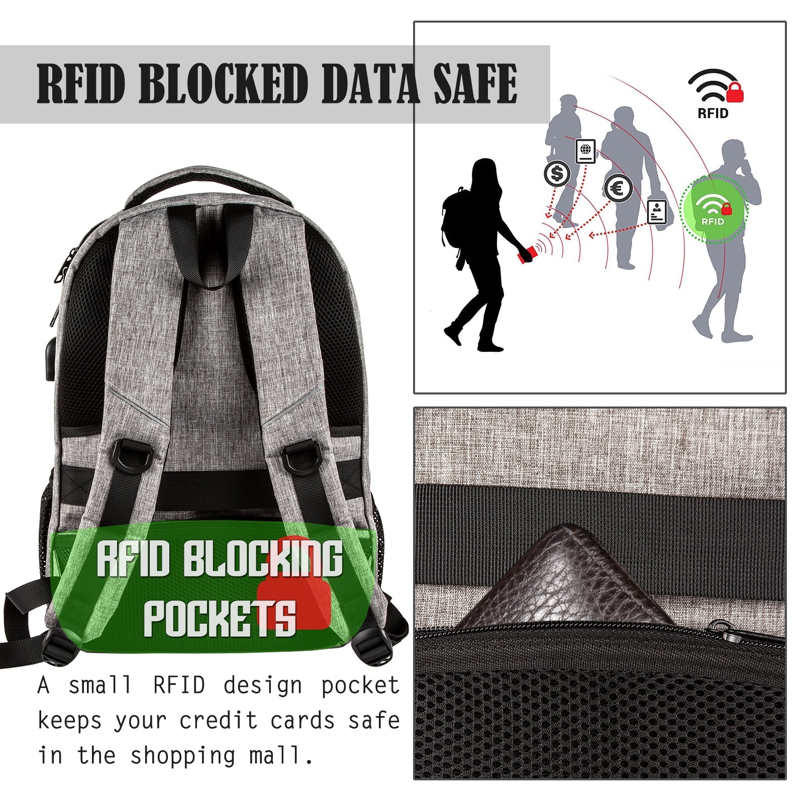 OPACK Durable RFID-Safe Large Capacity Travel Backpack with Laptop Compartment