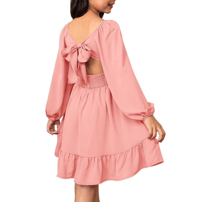 blue dress for baby girl Chic Two Pieces Long Sleeve Prom Dress Blush Pink Elegant Evening Dres –  SELINADRESS main image 1