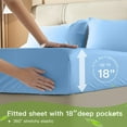 thumbnail image 5 of LBRO2M Cooling Bamboo Sheets Set, Hotel Luxury Silky Breathable 4Pcs/6Pcs Bedding Sheets & Pillowcases(King, Lake Blue), 5 of 6