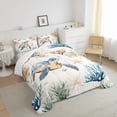thumbnail image 3 of Homewish Child Sea Turtle Bedding Comforter Set, Kawaii Marine Coral Sealife Twin Comforter Sets, Vintage Cartoon Theme Reversible Bedding Set, Lightweight Room Decor, 2-Piece, 3 of 8