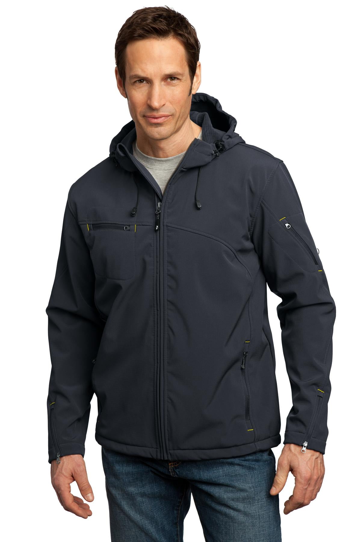 Port Authority Men's Textured Hooded Soft Shell Jacket. J706