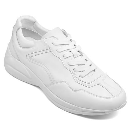 

CMR CHAMARIPA Taller Shoes White Trainers Sneakers Height Increasing Elevator Shoes Leather Casual Sneakers For Men 6CM / 2.36 Inches