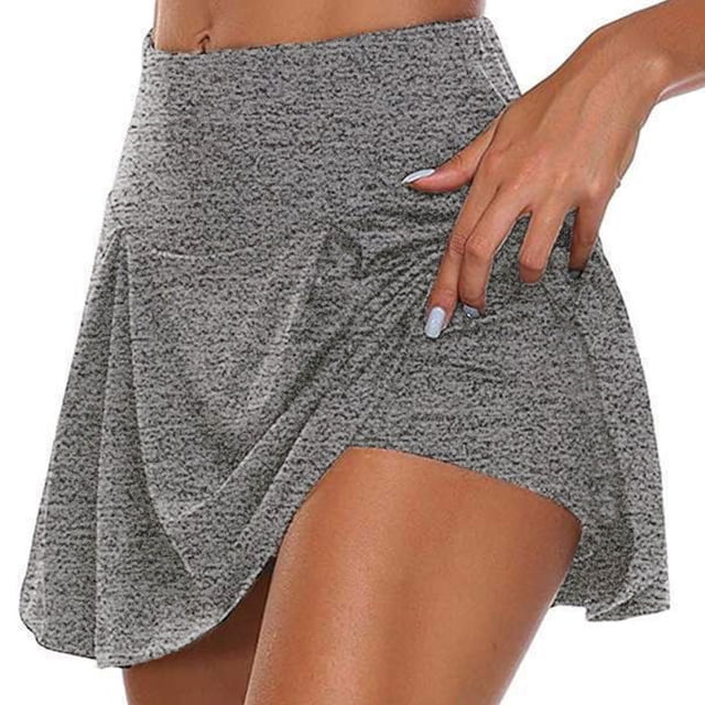 Falda de mujer con pantalones cortos Falso 2 unidades pantalones cortos Falda de entrenamiento de cintura alta para verano