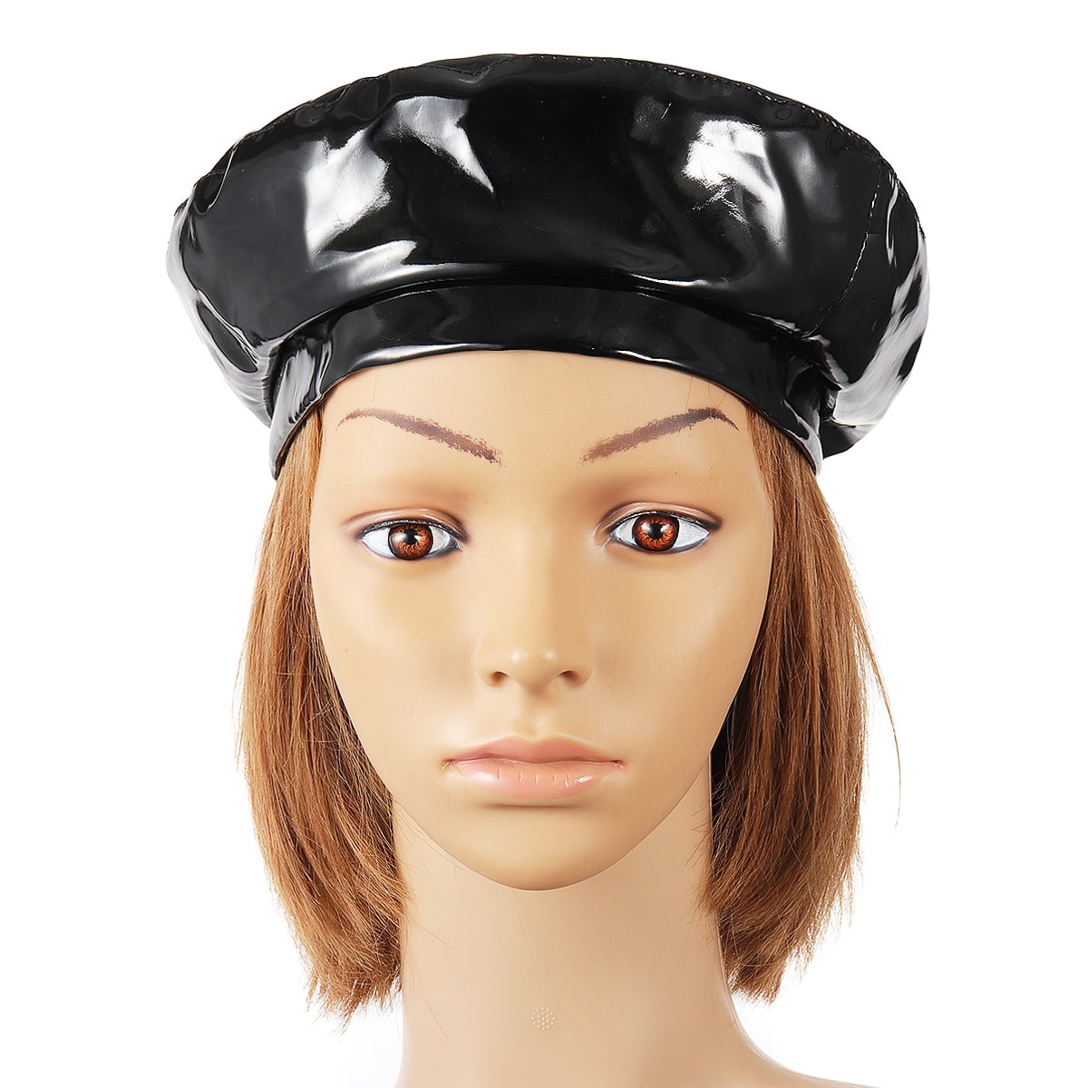 Vintage Women Patent Leather Beanie 