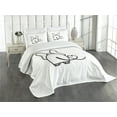 thumbnail image 3 of Ambesonne Romantic Quilted Bedspread Set 3 Pcs, Love Theme Doodle Style, Queen Size, Black White, 3 of 5