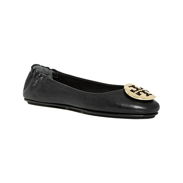 Tory Burch Womens Minnie Travel Leather Ballet Flats 
