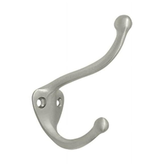 Coat & Hat Hook, Satin Nickel - Solid