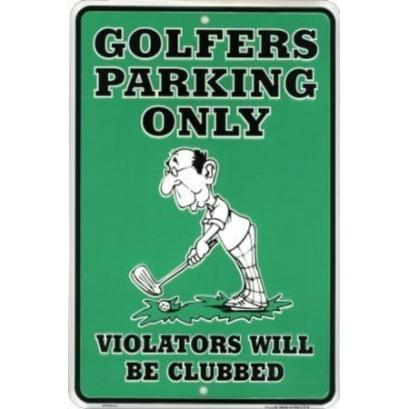 Golfer Tin - Golfers Parking Only 8x12 Metal Tin Golf Sign, Golfer Parking Only By HangTime,USA