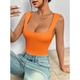 thumbnail image 3 of Orange Square Neck Sleeveless Bodysuit - Petite Fit Women, 3 of 7
