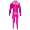 thumbnail image 4 of Ticikt Girls Shiny Metallic Neck Unitard Long Sleeve One Piece Zip Up Bodysuit Dance, 4 of 5