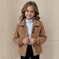 thumbnail image 3 of Cethrio Girls Fleece Jacket, Long Sleeve Button Front Warm Collared Winter Outerwear Size 13-14 Years Khaki, 3 of 6