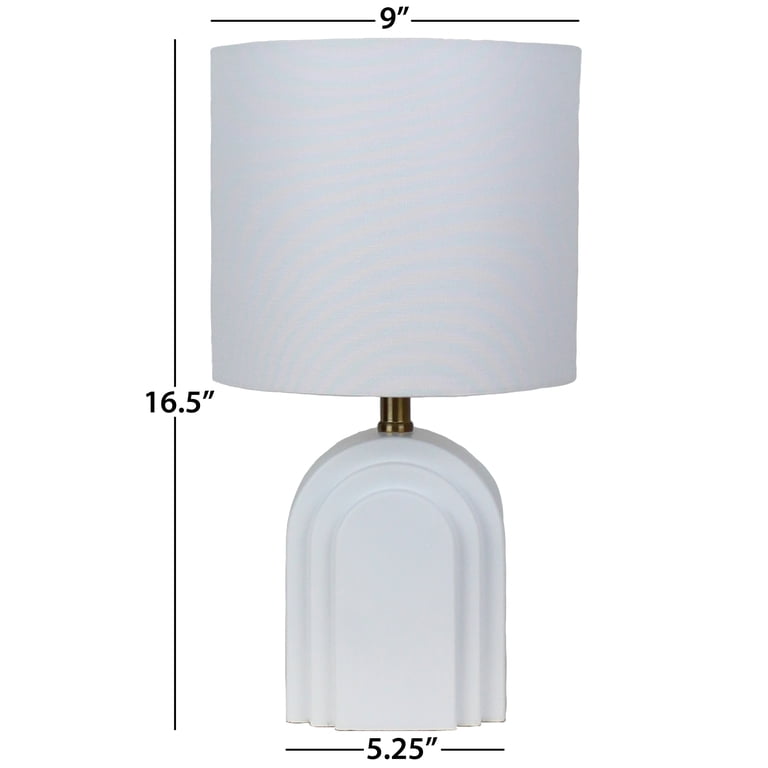 Mainstays Matte White Resin Arch Table Lamp, 16 inches high with