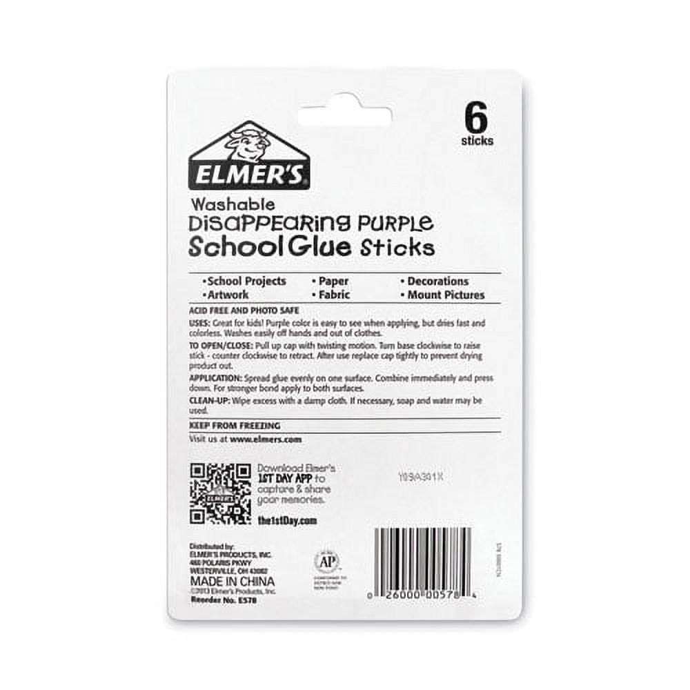Elmer's Washable School Glue Stick, Purple, 077 oz