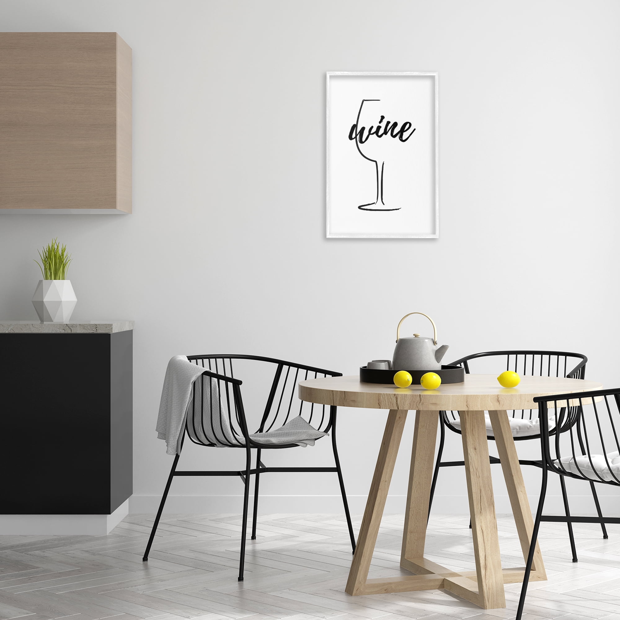 Stupell Industries Minimal Wine Glass Food & Beverage Painting White Framed Art Print Wall Art, 16 x 24