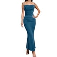 thumbnail image 2 of Women's High-Waist Tie Strap Bodycon Bodycon Slit Skirt Set - Summer Sleeveless Long Skirt Suit, St Patrick's Party Slim-Fit Maxi Skirt,Size:XS, 2 of 3