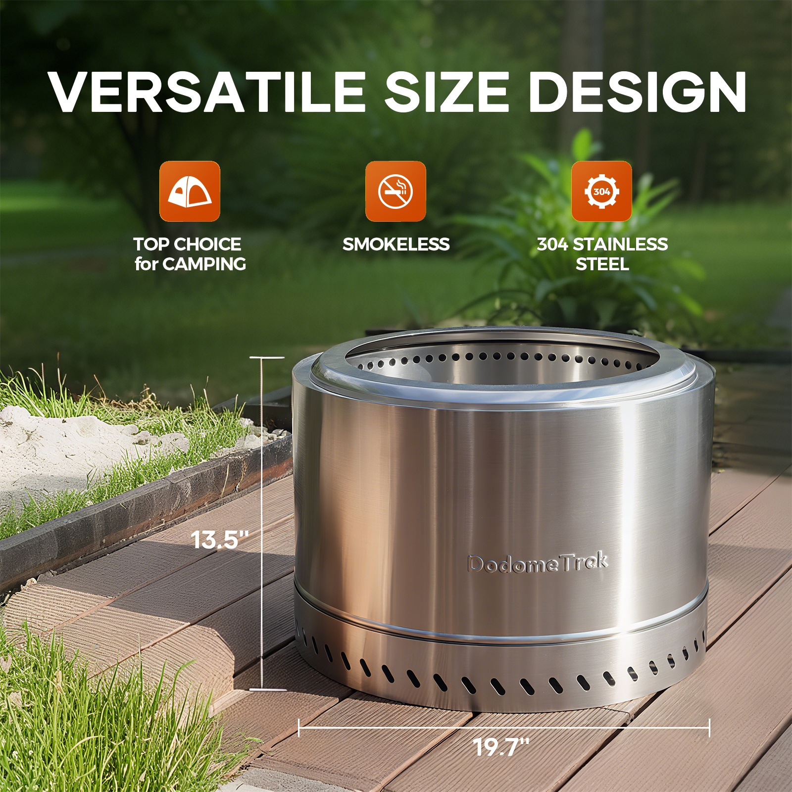 Dodometrek Smokeless Fire Pit, Portable Outdoor Firepit, 20 in Camping Fire Pits