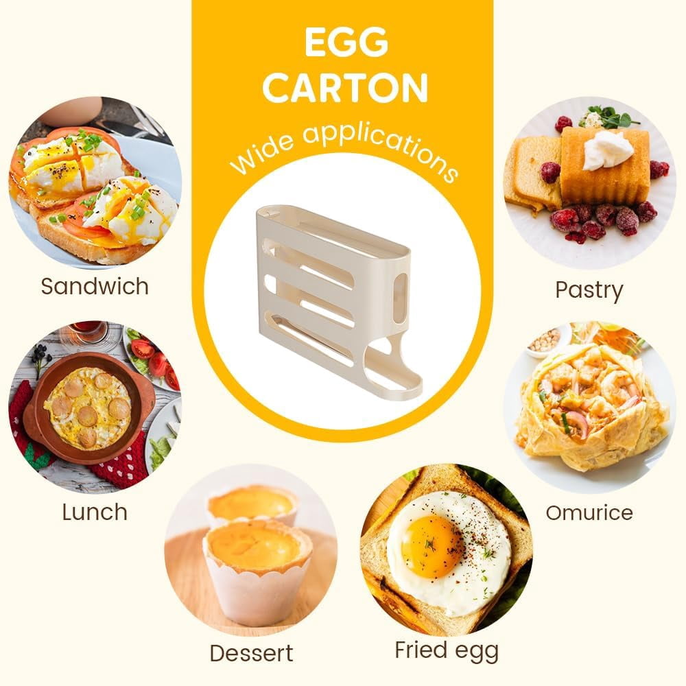 Egg Holder for Fridge, 2026 New Auto Rolling Fridge Egg Organizer, Egg Dispenser for Refrigerator, 4 Tiers Fridge Egg Rack for Refrigerator, Large Capacity/Holds 30 Eggs (Beige)