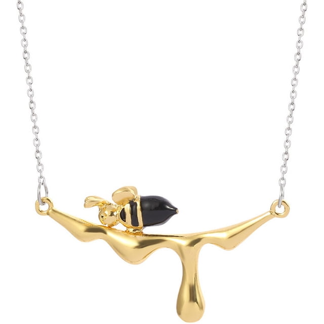 Collar de abeja con colgante de miel goteando, collar con dije de abeja, joyería para el cuello para mujer