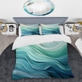 thumbnail image 2 of Designart "Sway Wave Serenity in Green and White III" Abstract Geometric Bedding Covert Set - Abstract Green Modern Bed Set With 2 Shams, 2 of 6