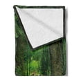 thumbnail image 2 of Jungle Soft Flannel Fleece Throw Blanket, Rainforest in Thailand Foliage Greenery Wooden Pathway Trekking Primeval, Cozy Plush for Indoor and Outdoor Use, 50" x 70", Green Brown, by Ambesonne, 2 of 5