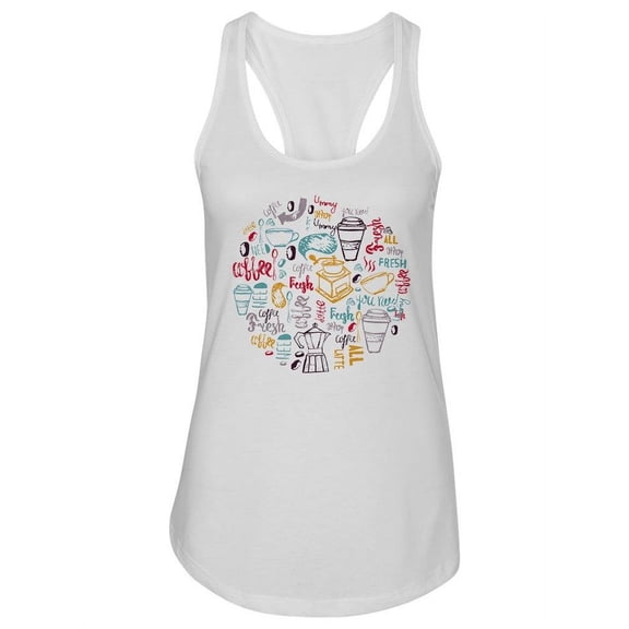 Coffee Doodles In Circle Tank Women -Image by Shutterstock, Female Large