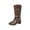 Brown, variant on HAOTAGS Womens Long Boots, Thick Heel Casual Buckle Strap Square Toe Knee-Length Boots Black 5.5