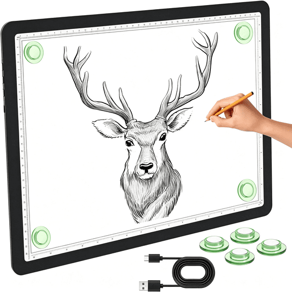 HIBIBUD Magnetic A3 Light Pad,Super Bright Light Boxwith Side Button,Diamond Art Light Board,Lightboxfor Tracing and Drawing,Usb Power Artcraft Light Table for Sketching,Weeding Vinyl(Black)