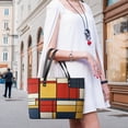 thumbnail image 5 of Mondrian Inspired（9） Woman Leather Handbags Large Tote Bag Fashion Portable Handbags With Zipper, 5 of 7