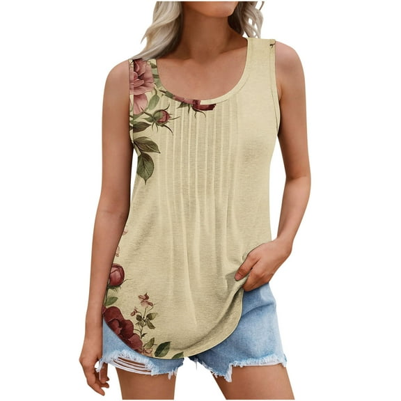 Cilsoka 2026 Summer Tank Tops for Women Sleeveless V Neck Babydoll Loose Flowy Floral Print Blouse, Fashion Tops for Women 2026