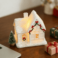 thumbnail image 4 of Glowing Snow House Christmas Decoration | Resin Winter Village Cottage with Warm Yellow LED Light | Desktop Ornament for Holiday Decor & Gift Giving, 4 of 6