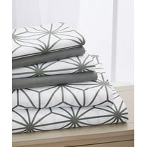 Elegant Comfort Soft Bed Sheets Cube Pattern 1500 Series Percale Softness (6-Piece) Bedding Set, Queen, Gray