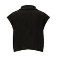 thumbnail image 4 of Hvyesh Women Sleeveless Turtleneck Knit Sweater Casual Solid Knit Sweaters Trendy Cropped Cable Knit Sweaters Black, 4 of 8