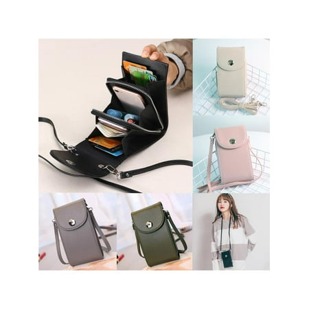 Bosca Old Leather Coin Purse - Women Crossbody Purses Leather Shoulder Bag 3 Layers Cellphone Wallet Coin Purse for under 6inch Phone Woman Lady Girls Daily Use Gift