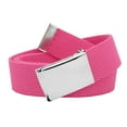 thumbnail image 1 of Boys School Uniform Silver Flip Top Military Belt Buckle with Canvas Web Belt X-Large Pink, 1 of 3