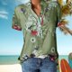 thumbnail image 1 of Camisas Estampadas Primavera Verano Camisa Casual Elegante Oficina Blusa Simple Talla Grande (Verde XXL) Cgtredaw para Mujer Verde T L, 1 of 4